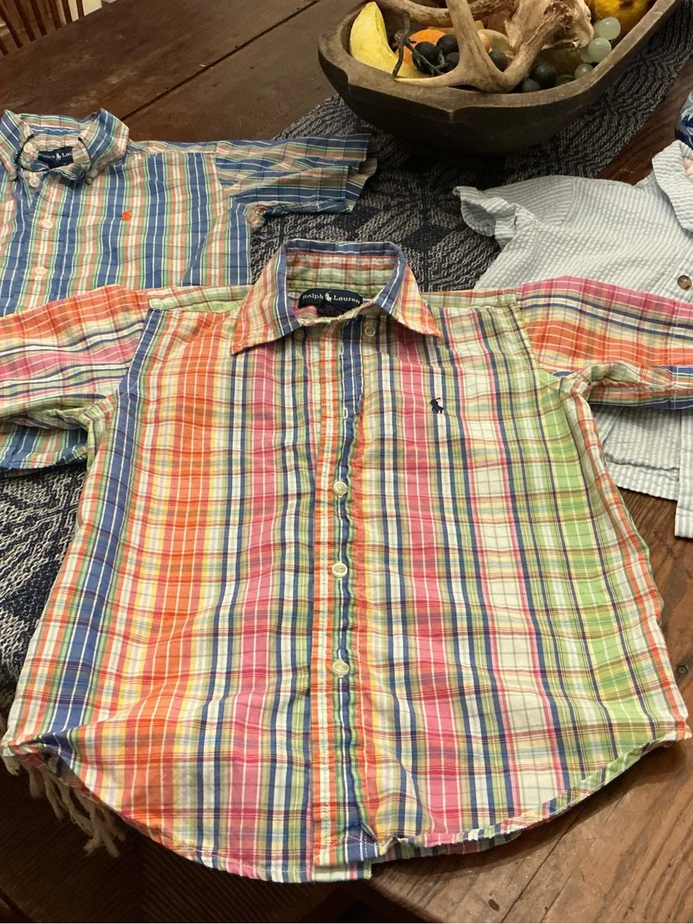 Polo Ralph Lauren Multicolor Plaid Short Sleeve Button Shirts boys 4T Set of 3